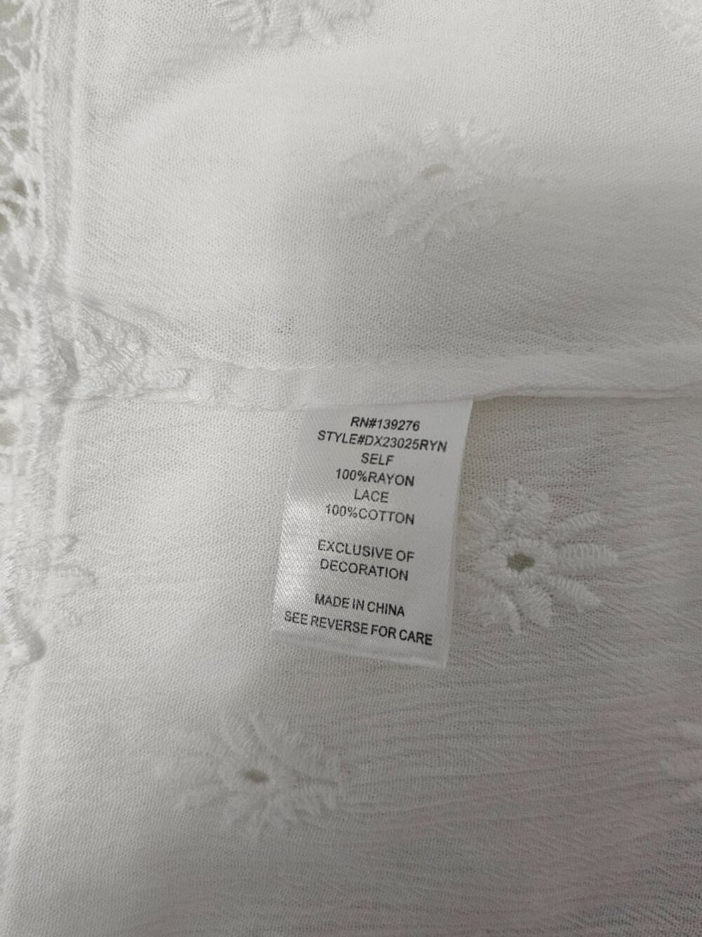 Daniel Rainn White Eyelet Lace Boho Blouse V-Neck Crochet Hem Short Sleeve 3XL - Picture 6 of 8
